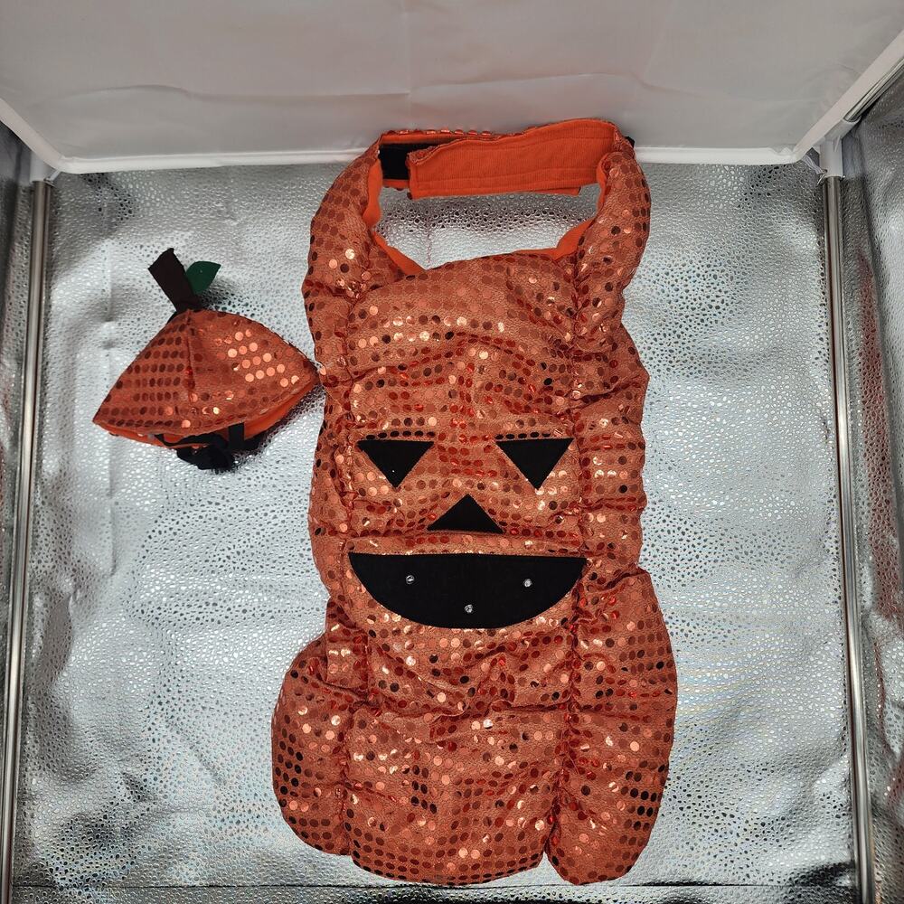 Pumpkin Medium Dog Costume W/Hat-Sequins/Lights